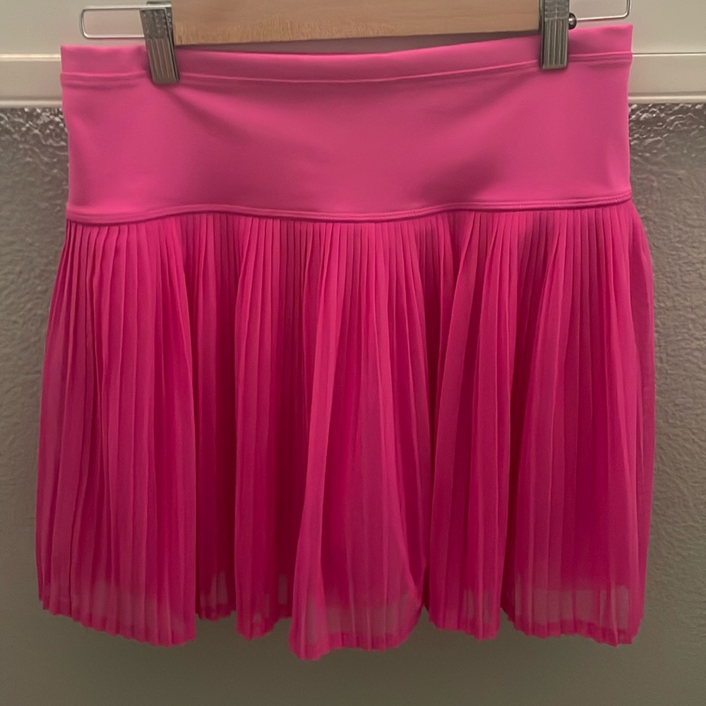 Ibkul Tennis Hot Pink sheer pleated skirt in Small